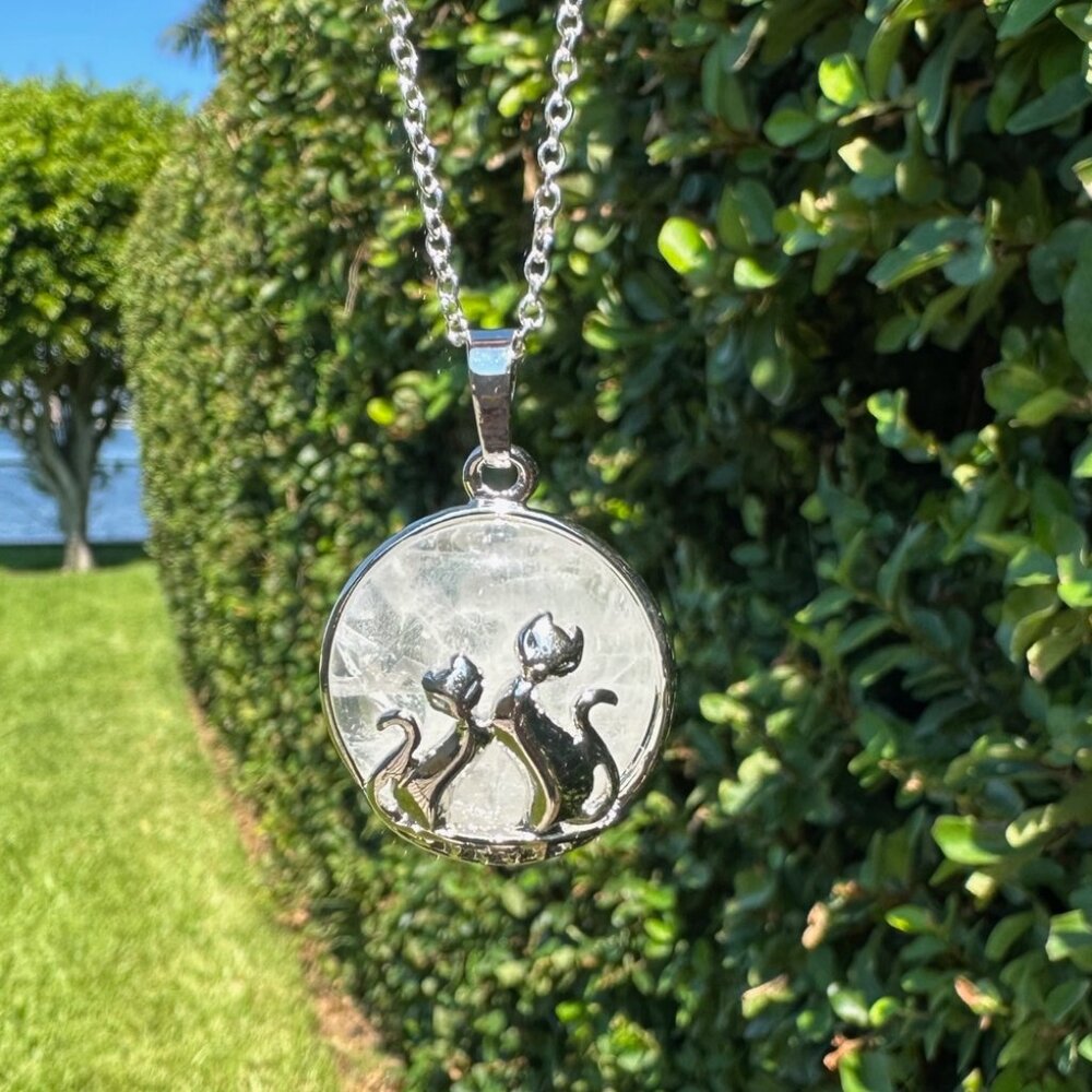 Clear Quartz Cat Love Necklace Clear Quartz Cat Love Pendant